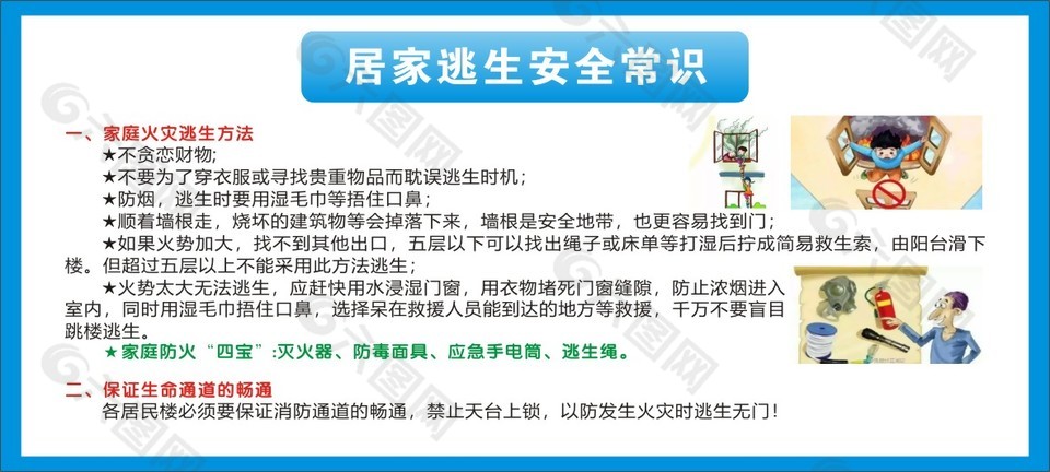 紧急情况居家逃生安全常识宣传海报