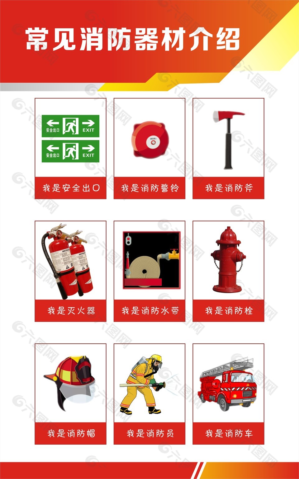 生活中常见消防器材介绍宣传海报