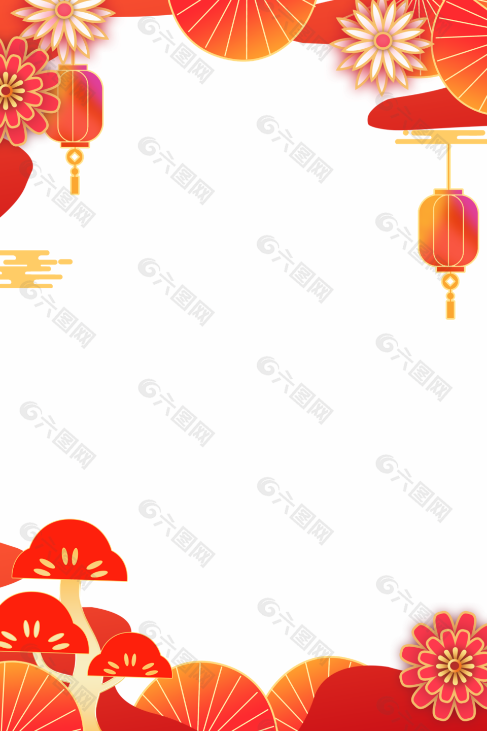 中国风红色节庆装饰边框设计