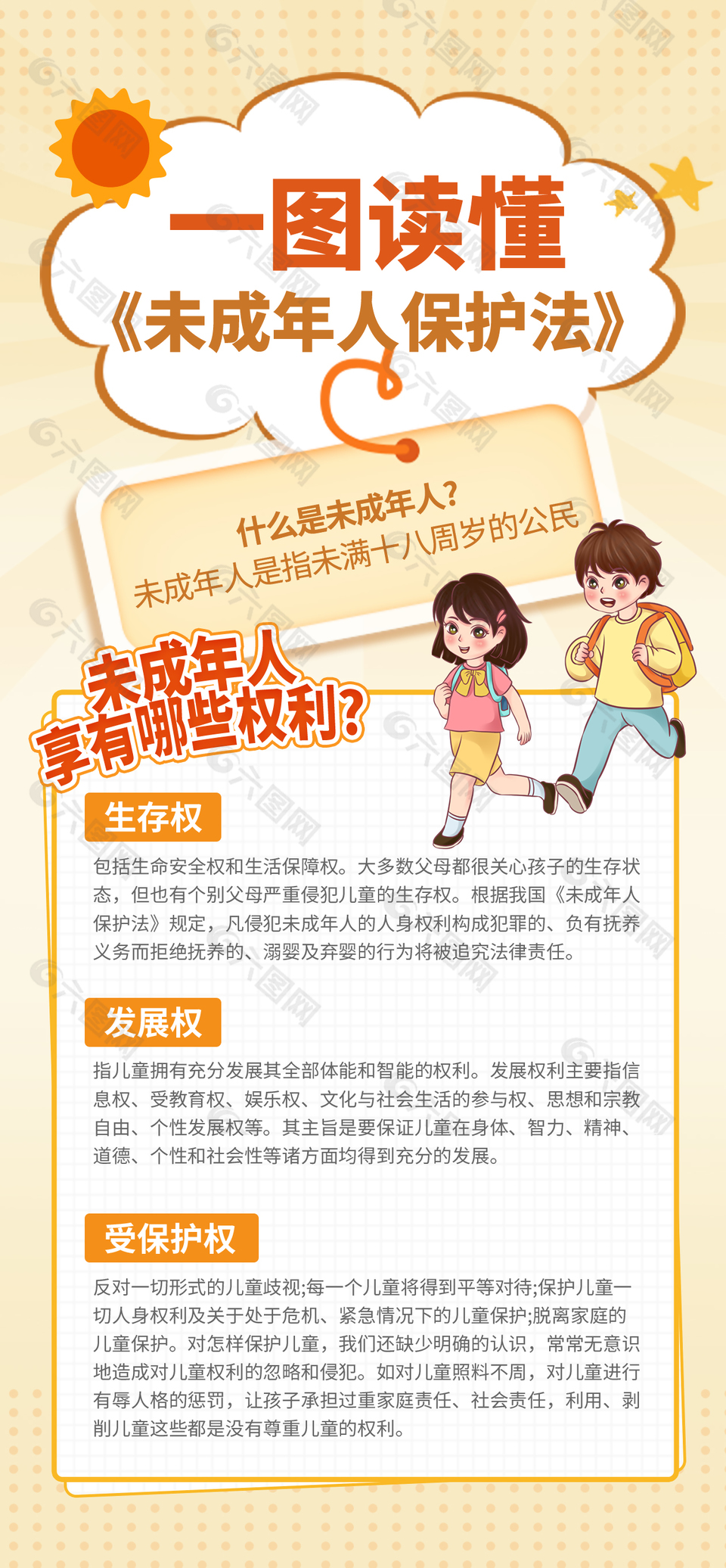 可爱卡通未成年人保护法科普海报