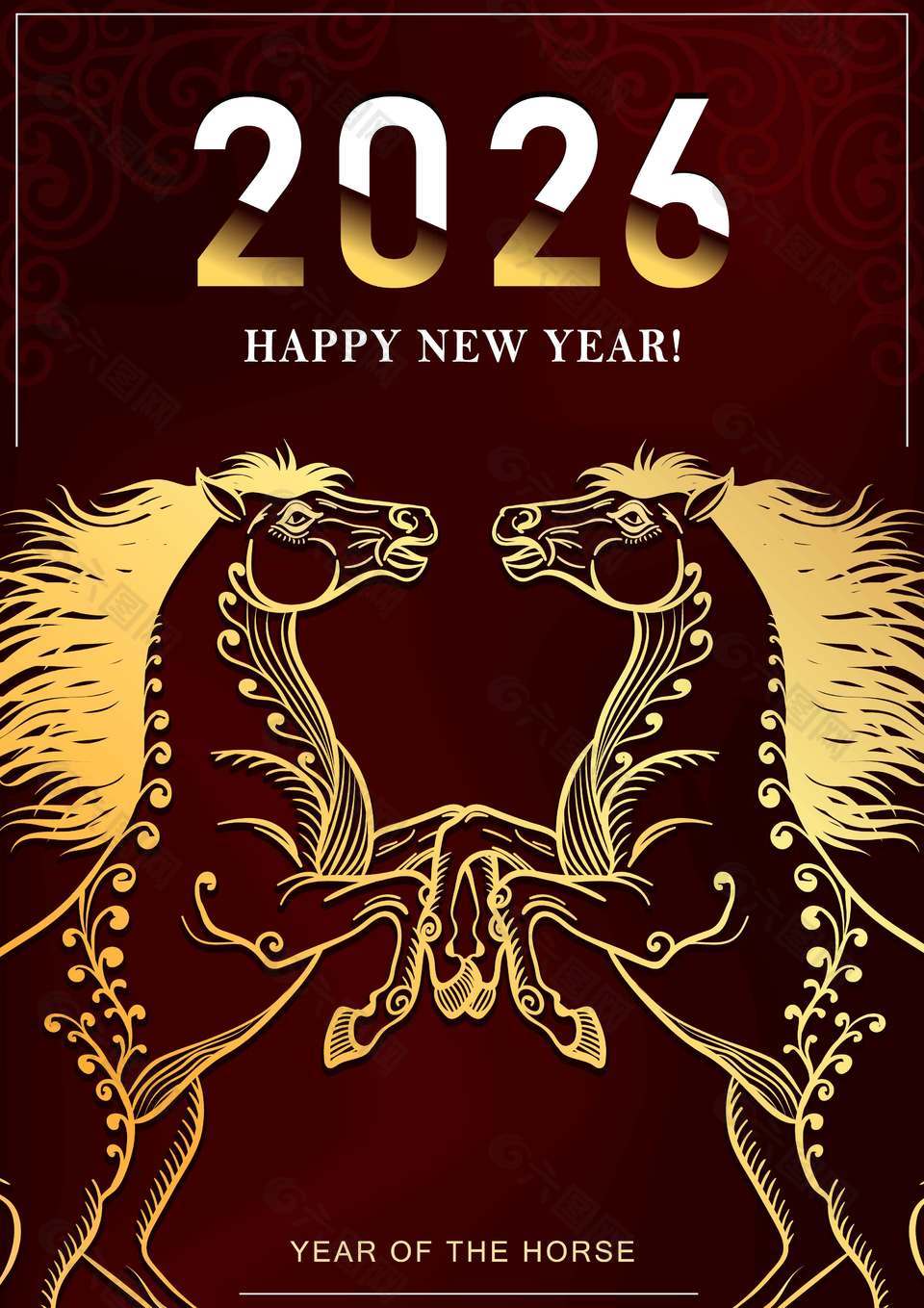 鎏金风2026马年新年快乐海报