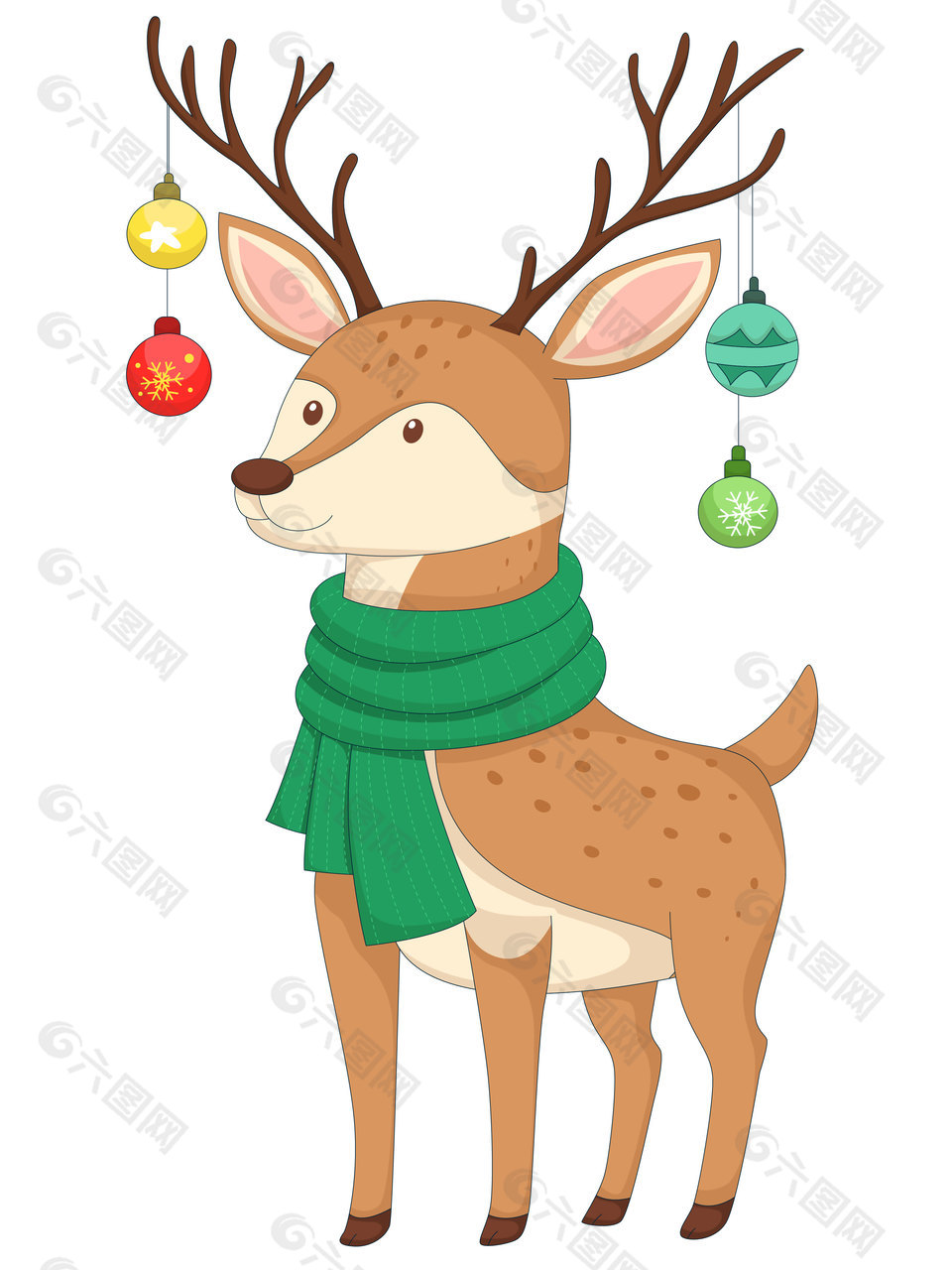 冬季卡通可爱小鹿戴围巾儿童插画