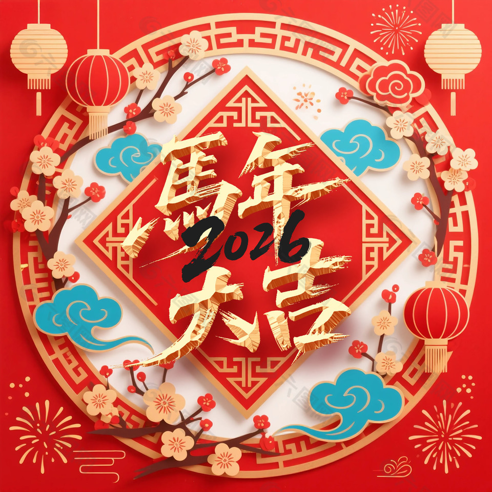 喜庆中国风2026马年大吉新年海报