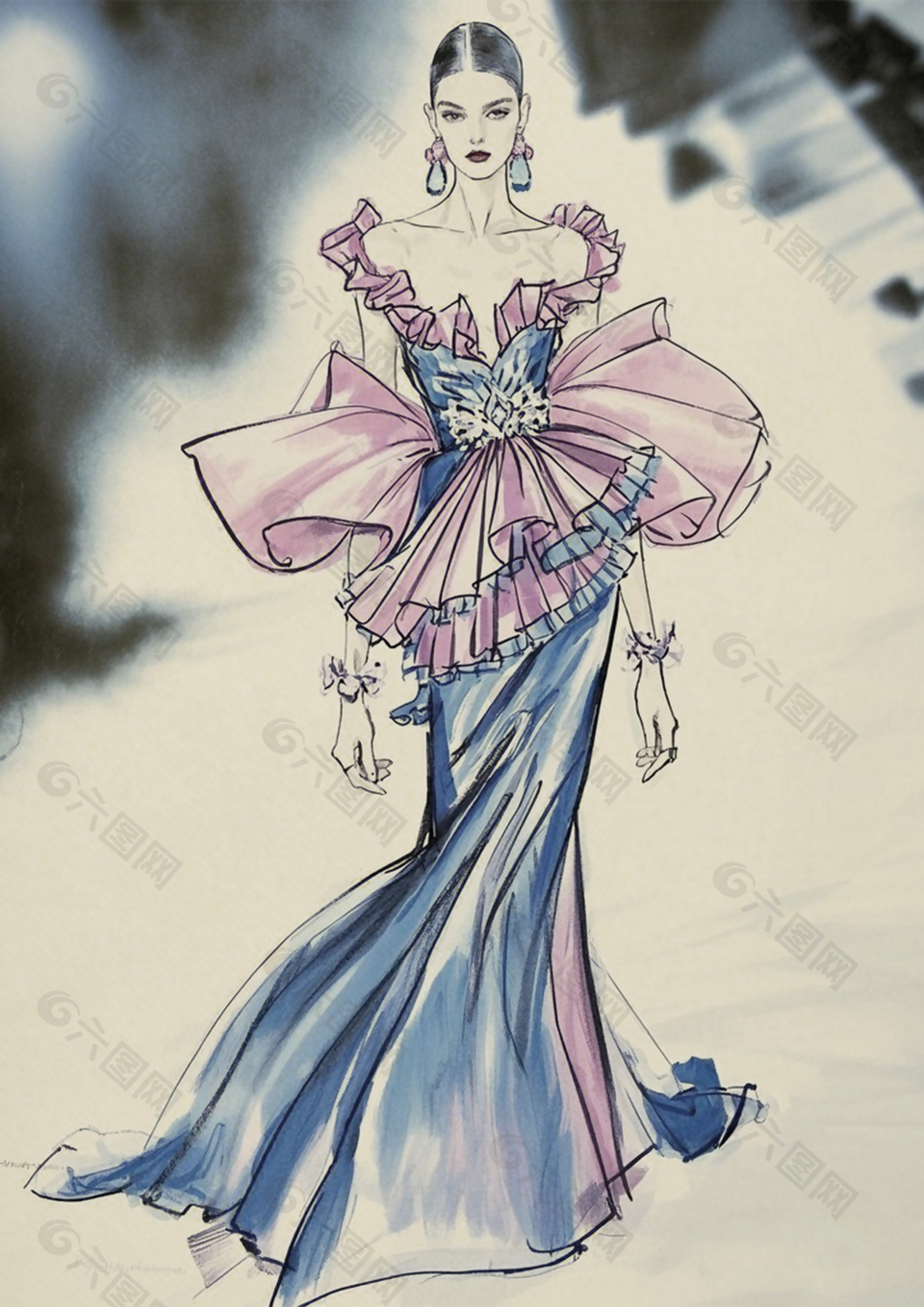 女性高端礼服设计手稿