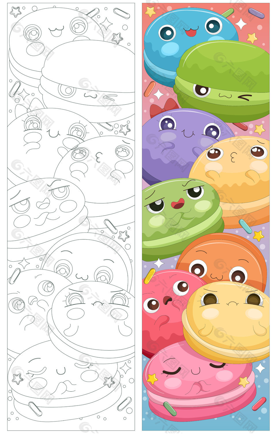 蛋糕点心店铺卡通马卡龙可爱插画