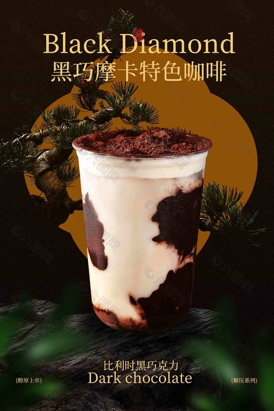 黑巧摩卡特色咖啡宣传海报