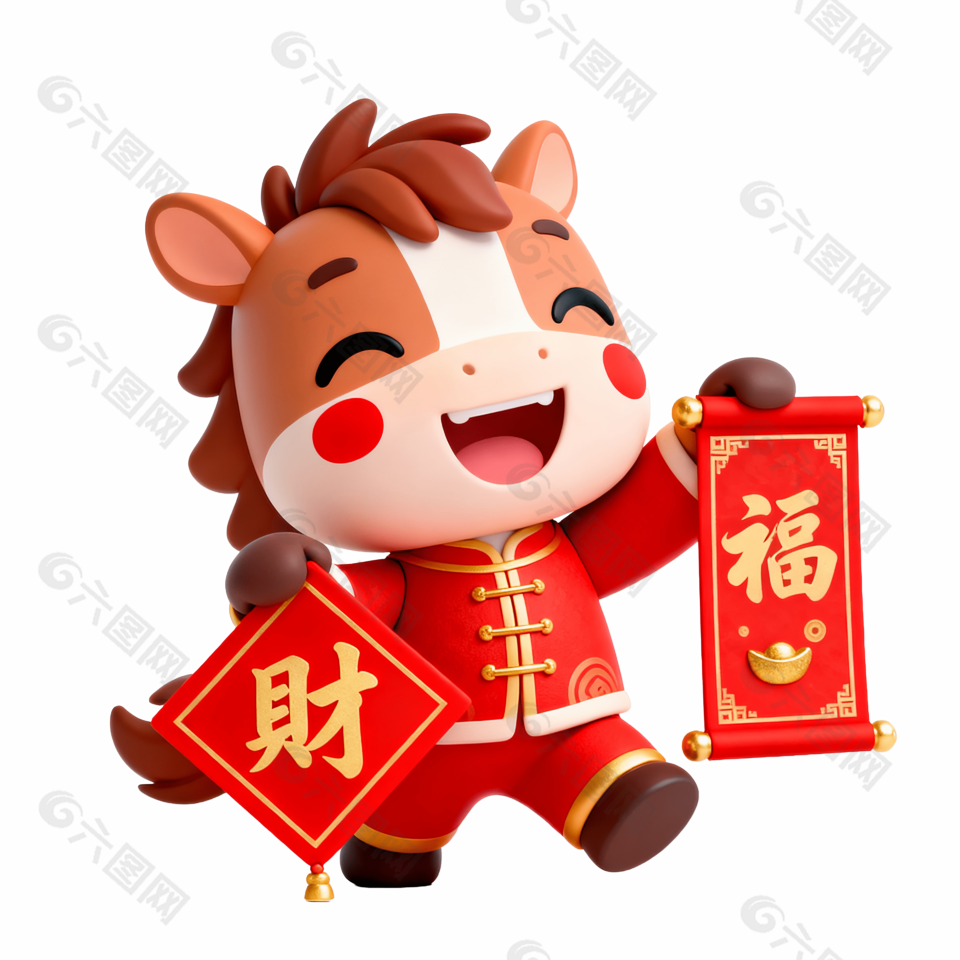 清新可爱创意马年卡通形象