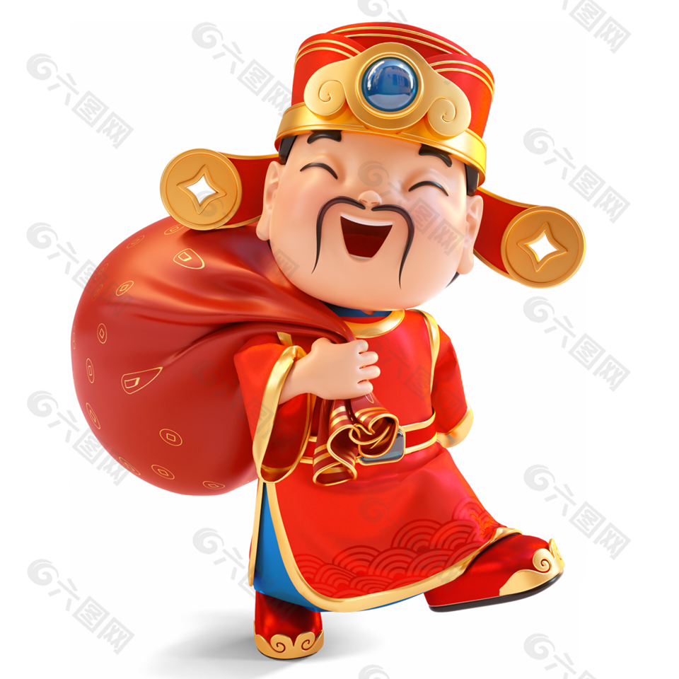可爱红色卡通财神爷形象