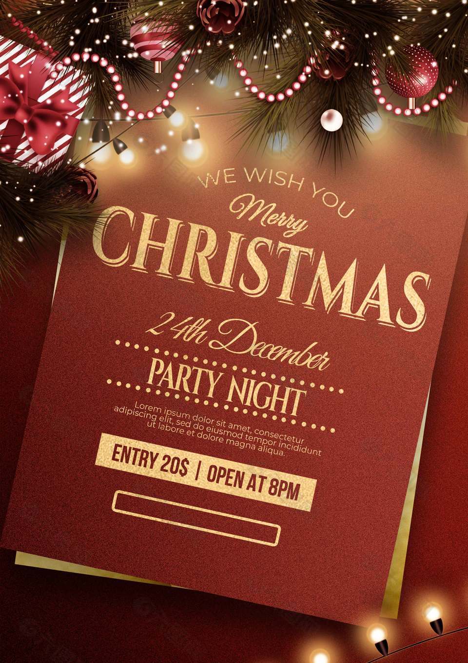 红色欢乐圣诞节晚会邀请函