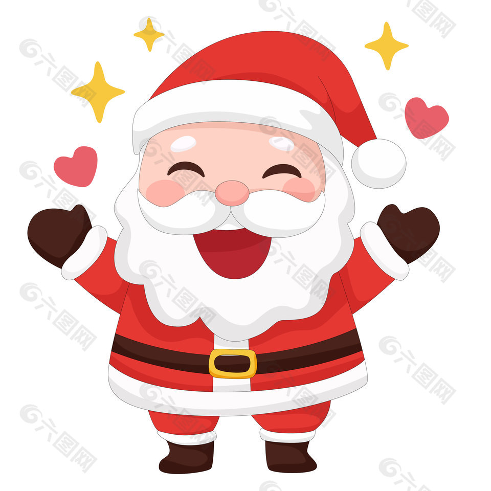 圣诞老人开心大笑卡通节日插画