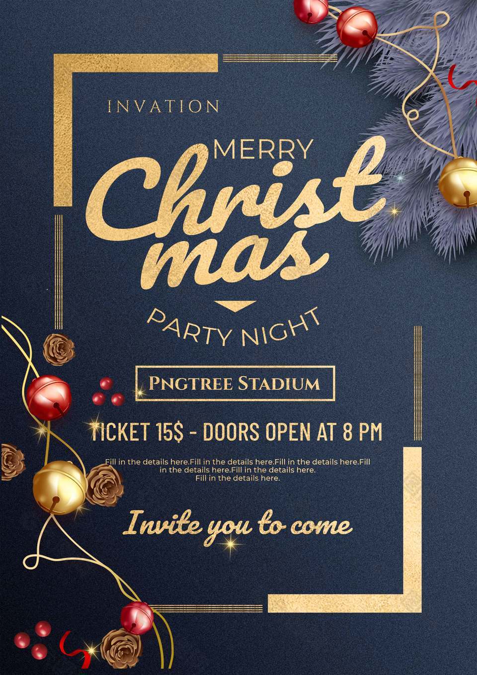 深蓝梦幻圣诞节派对邀请函