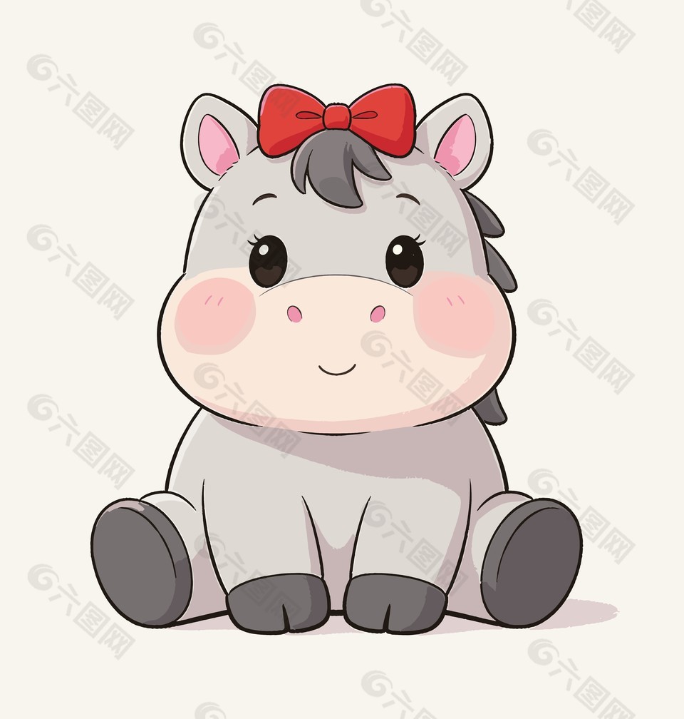 卡通可爱马年吉祥物节日插画