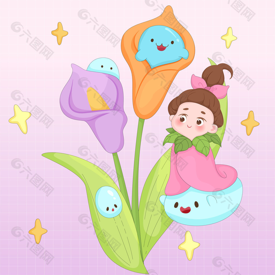 海芋精灵小仙女可爱儿童插画