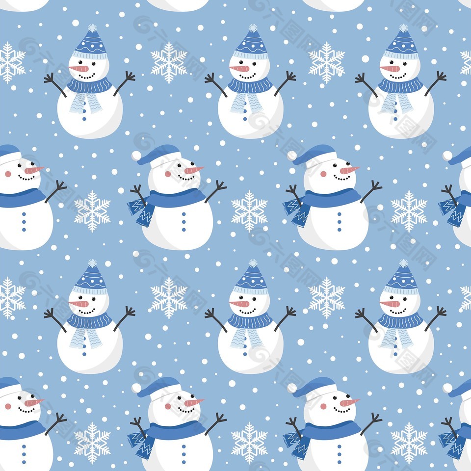 可爱雪人圣诞印花图案