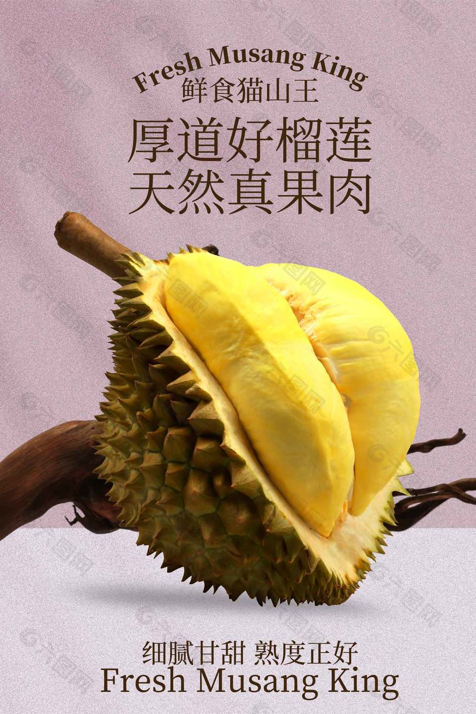 鲜食猫山王榴莲果肉宣传海报