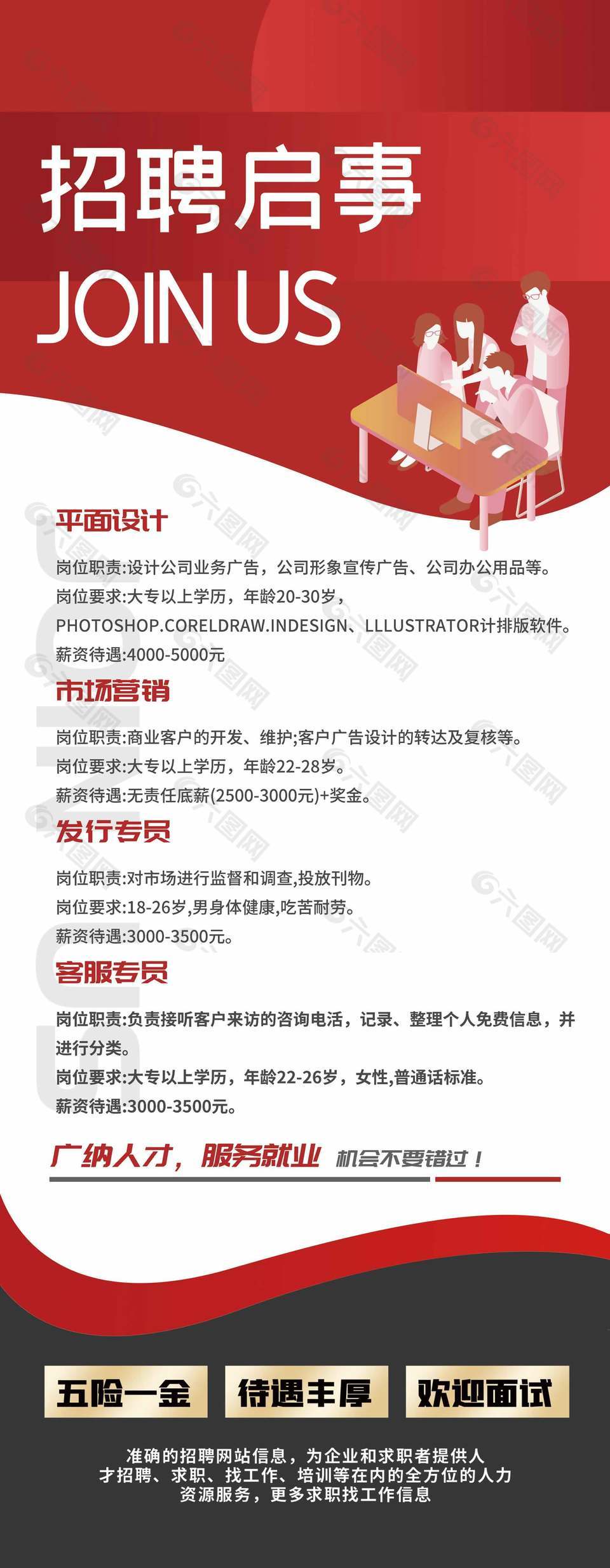 简约商务风企业招聘启事海报