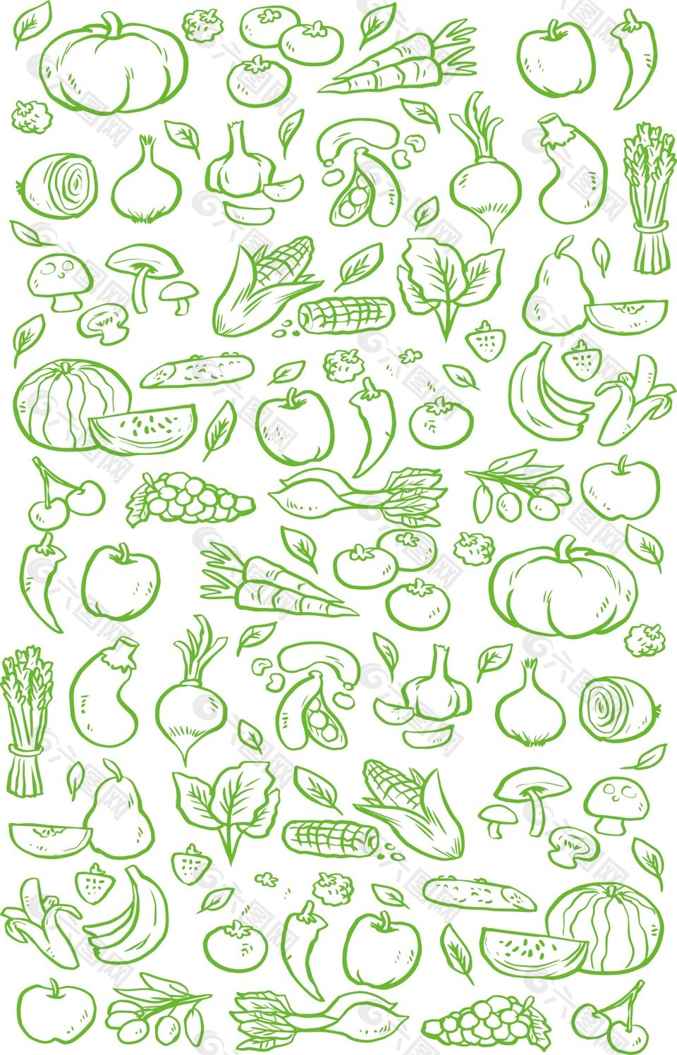 矢量蔬菜水果线图设计