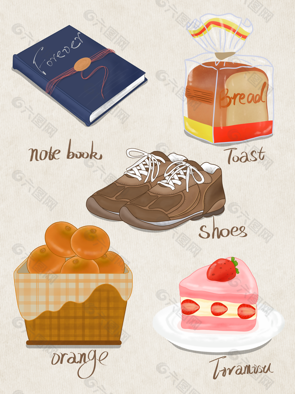 日常旅行美食物品集合插画