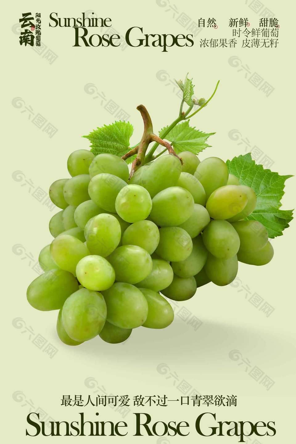 新鲜甜脆阳光玫瑰葡萄水果海报