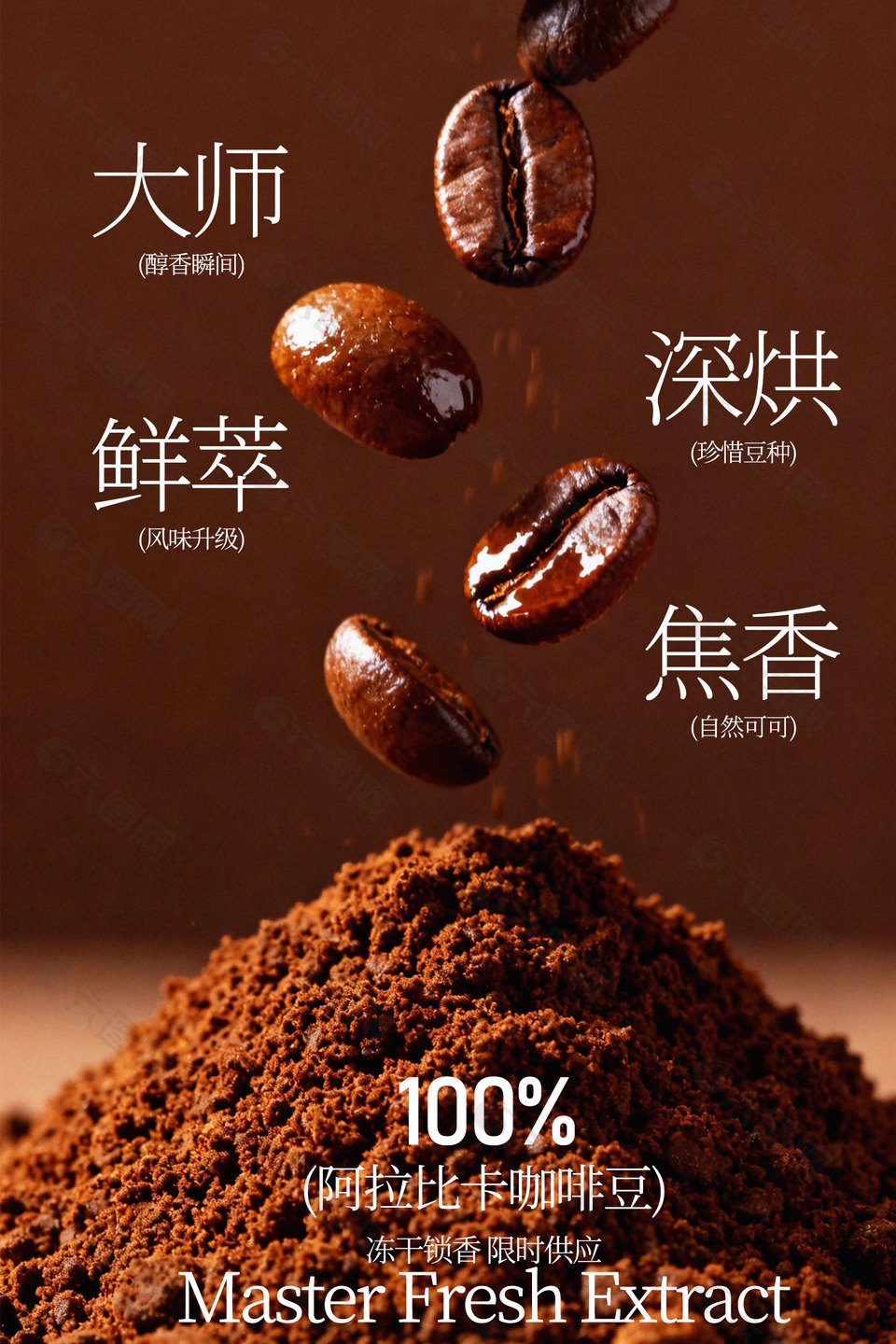 阿拉比卡咖啡豆限时供应宣传海报