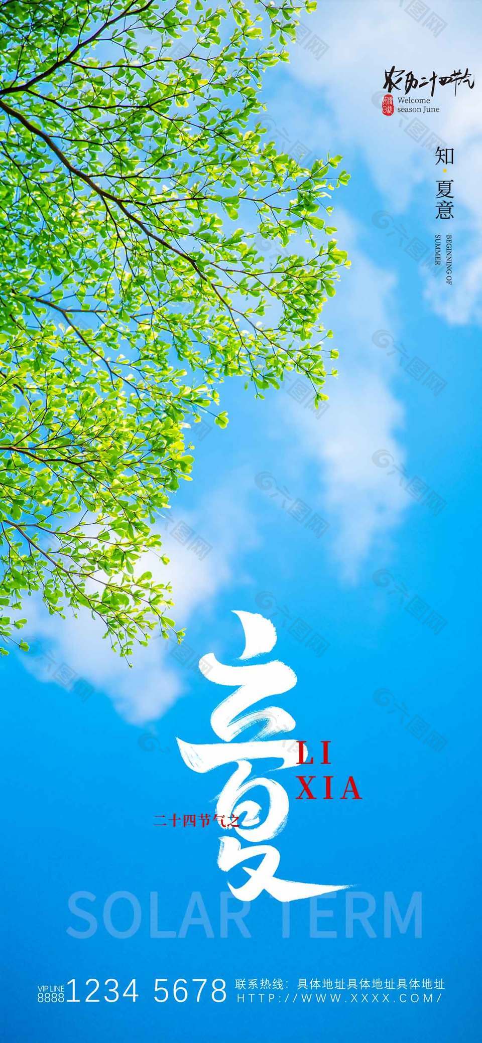 二十四节气之立夏夏意摄影风背景海报