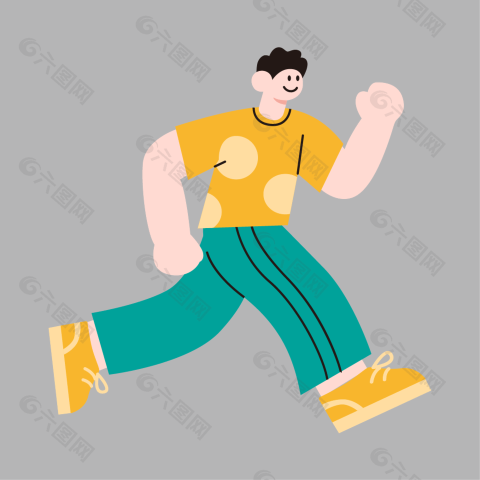 扁平化手绘卡通男孩奔跑设计