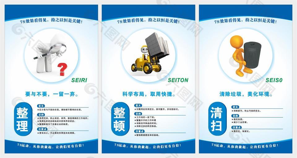 企业管理制度简约蓝色展板设计