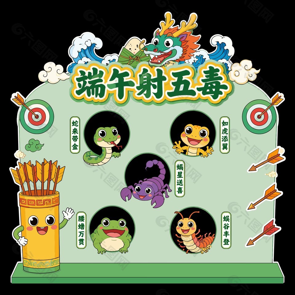 端午民俗活动射五毒游戏展板设计