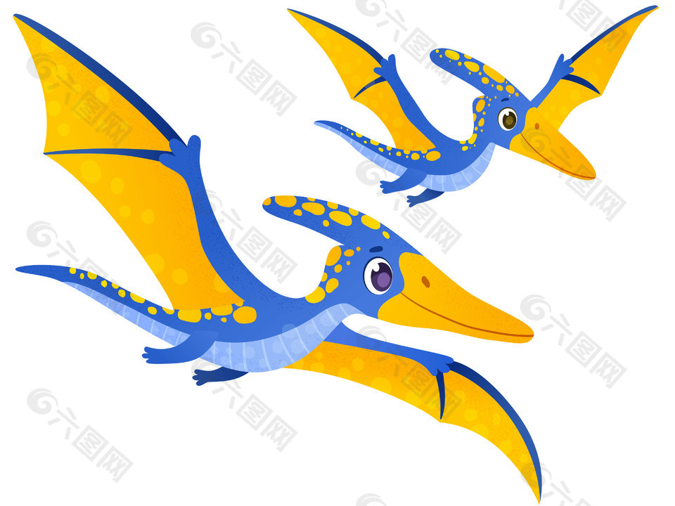 恐龙卡片翼龙妈妈恐龙宝宝儿童教育插画