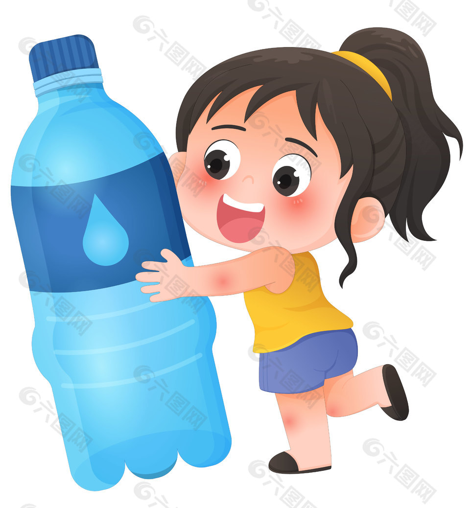 夏季饮水防中暑儿童插画设计