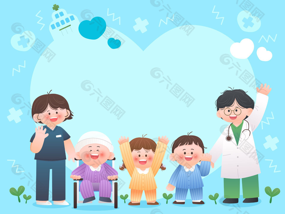 医疗护理治愈主题儿童健康成长插画